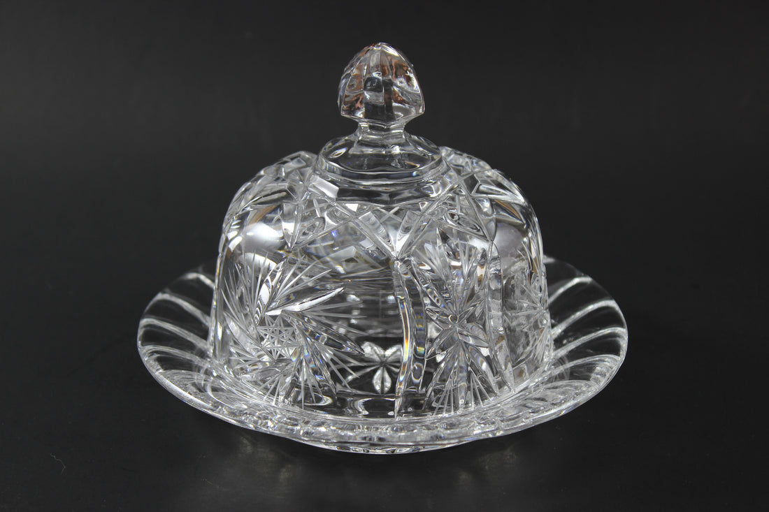 Pinwheel Crystal Medium Covered Butter Dish