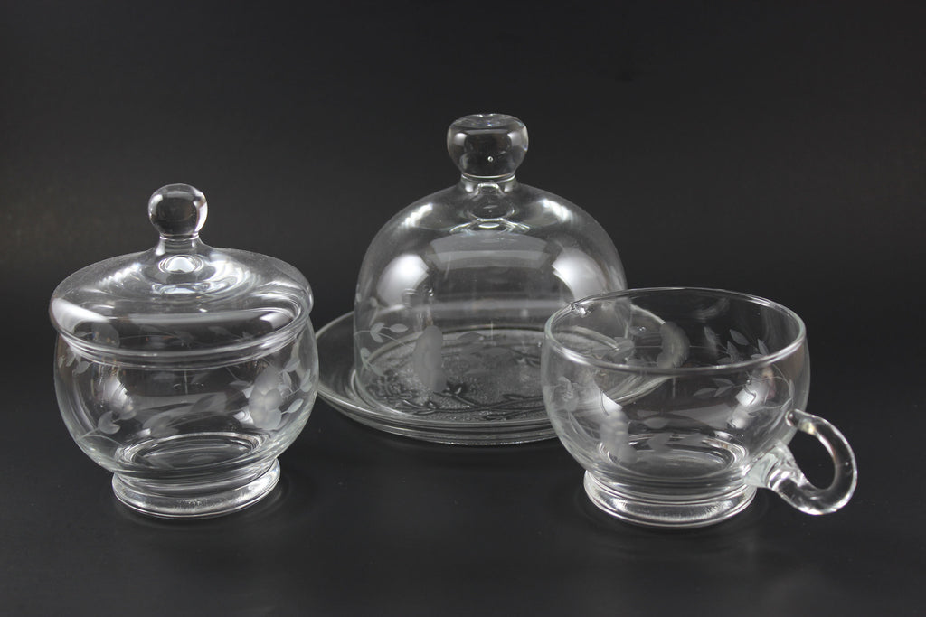 Princess House Cream, Sugar and Covered Butter Dish