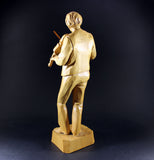 Roger Bourgault, Wood Sculpture, Man with Fiddle
