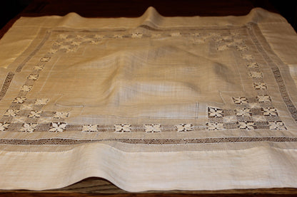 Organza Linen and Lace Table Topper
