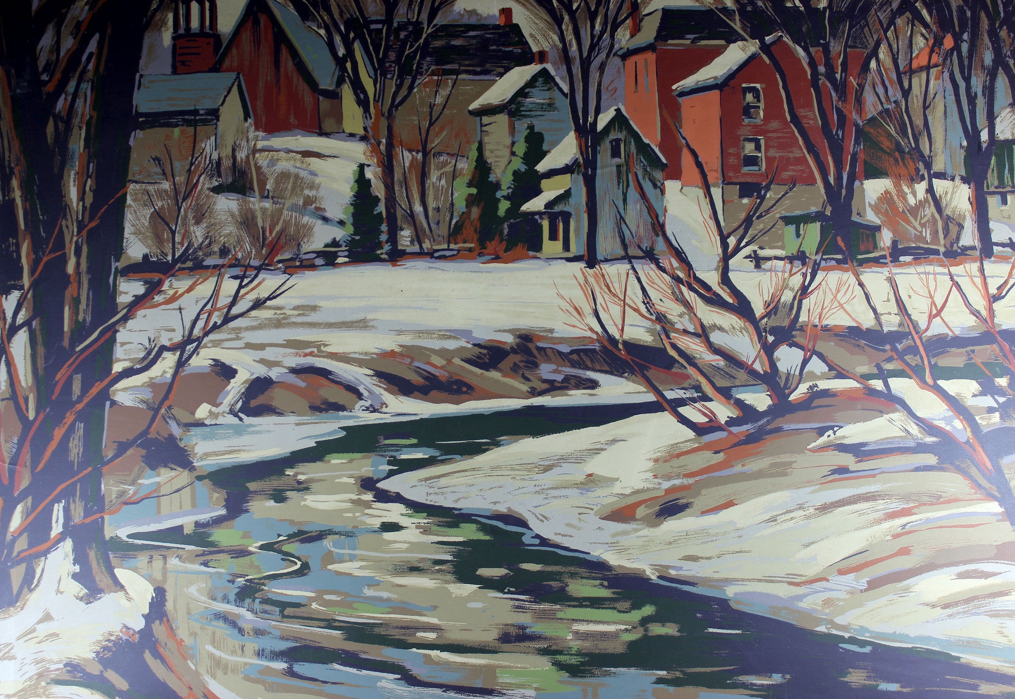 Tom Roberts, Village in Winter (Silkscreen)
