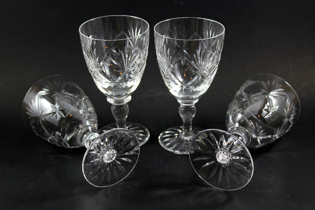 Set of four Webb 'Rock Crystal' red wine glasses c1910