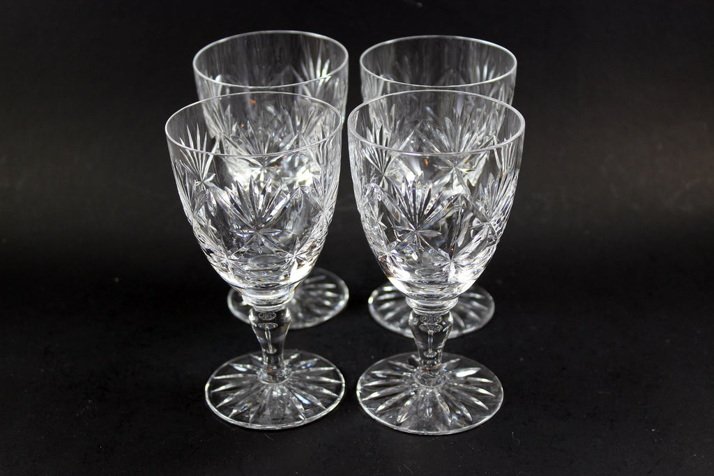 Set of four Webb 'Rock Crystal' red wine glasses c1910