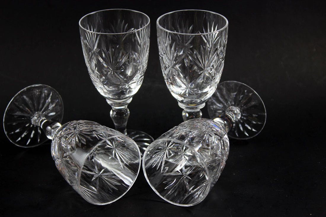 Webb Corbett Crystal, White Wine Glasses, Chantilly