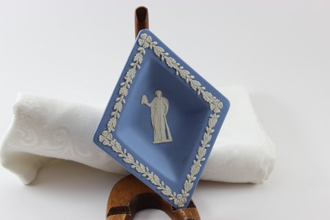 Wedgwood Jasperware Blue and White Diamond Shaped Pin Dish