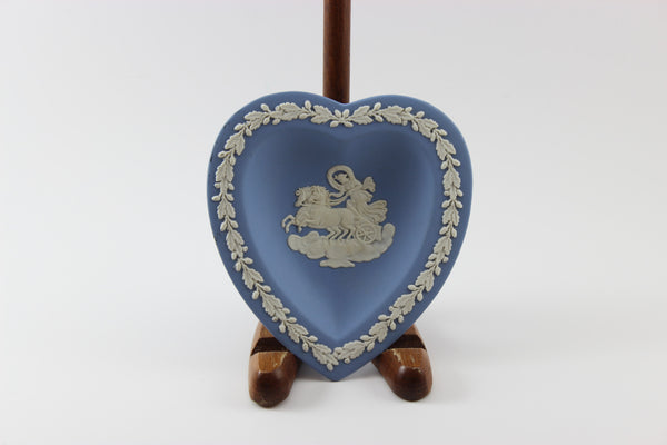 Wedgwood Jasperware Blue and White Heart Shaped Trinket Dish