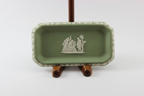 Wedgwood Jasperware Green and White Rectangular Pin Dish