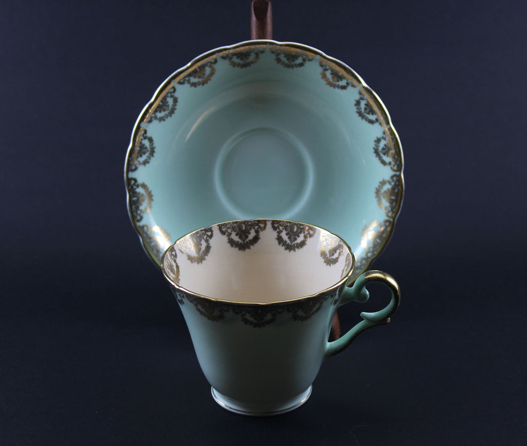 Wellington Bone China Trio, Mint Green and Pink – With A Past