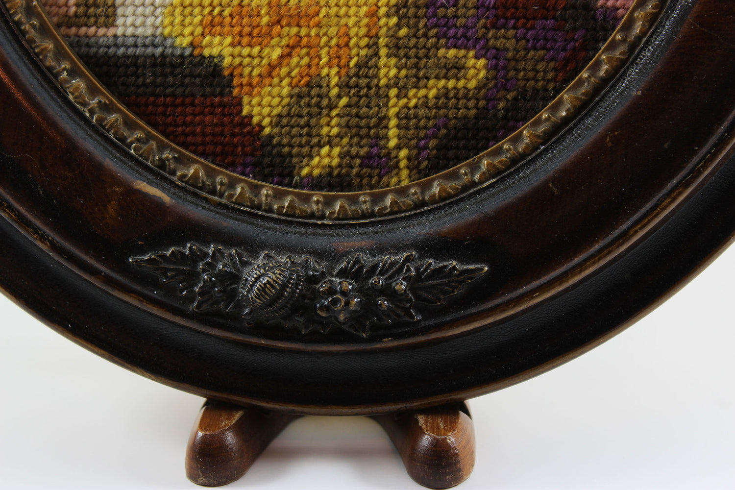 Antique Oval Frame with Needlepoint Portrait