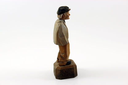 Folk Art Hand-carved, Painted Wood Figurine Older Gentleman