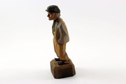Folk Art Hand-carved, Painted Wood Figurine Older Gentleman