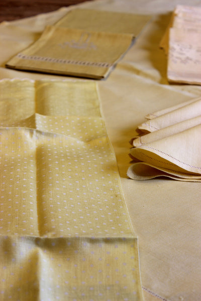 Irish Linen, Soft Yellow Bridge Set with Tea Towels